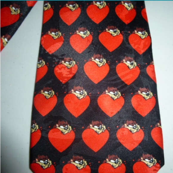 Vintage Taz Tasmanian Devil 1997 Looney Tunes Valentine’s Neck Tie Love Hearts - Picture 6 of 6